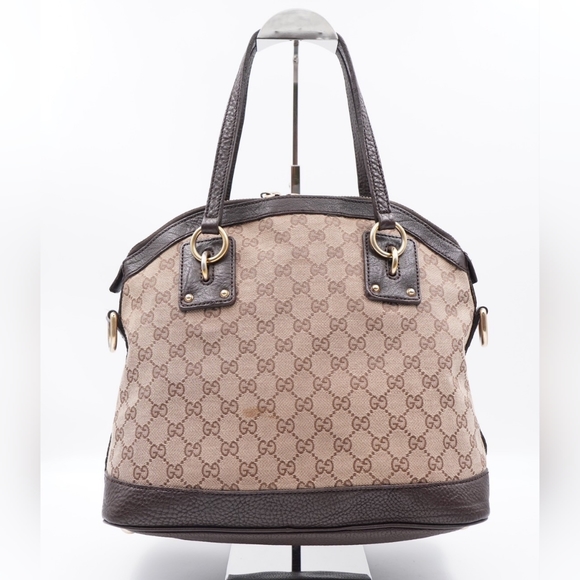 ❌️❌️SOLD ❌️❌️AD10❤️ Gucci GG Canvas and Leather Charm Dome Satchel - Picture 3 of 16